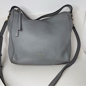 KATE SPADE Grey Pebble Leather Hobo Shoulder Bag Crossbody
